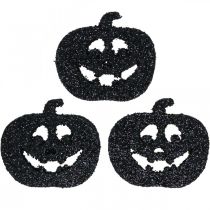 Artikel Scatter dekoration Halloween græskar dekoration 4cm sort, glitter 72 stk