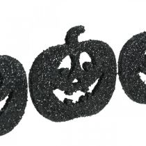Artikel Scatter dekoration Halloween græskar dekoration 4cm sort, glitter 72 stk