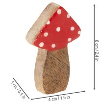 Artikel Træpynt af svampe til borddekoration og gaver, 6 cm, 8 stk.