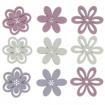 Artikel Træblomster spredte dekorationsblomster lilla/lyserøde/hvide Ø3,5cm 48 stk.