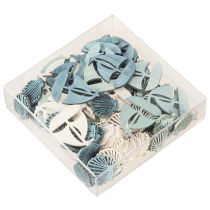 Artikel Scatter-stykker Trædekoration Skalbåd Blå Hvid 2,5/4cm 72 stk.