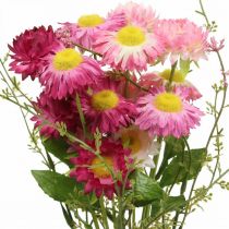 Artikel Rhodanthe Rosa-Pink Silkeblomster Kunstig Plante Jordbærblomst Buket Dekorative Blomster 46cm