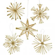Artikel Halmstjerner glitter guldsæt julepynt Ø8cm 24 stk