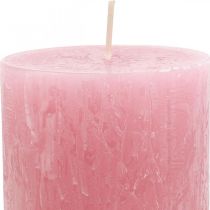 Artikel Ensfarvede stearinlys Støvet pink Rustik stearinlys 80×110mm 4stk
