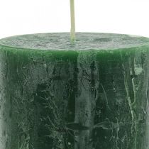 Artikel Ensfarvede stearinlys grønne Rustic Safe Candle 80×110mm 4 stk