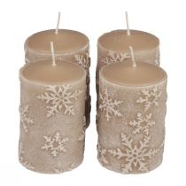 Søjlelys beige lys snefnug 100/65mm 4stk