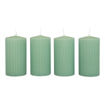 Søjlelys grønne smaragdrillede lys 70/130mm 4stk