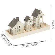 Artikel Fyrtårnsæt metal tre huse på bakke 35 cm 1 sæt