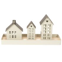 Artikel Fyrtårnsæt metal tre huse på bakke 35 cm 1 sæt