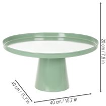 Artikel Grønt rundt dekorativt metalbord, 40 cm i diameter, med høj kant