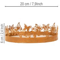Artikel Bakke med sommerfugle, forår, borddekoration, metaldekoration, rusten finish, Ø20 cm H6,5 cm