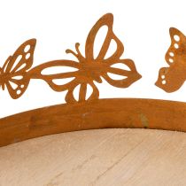 Artikel Bakke med sommerfugle, forår, borddekoration, metaldekoration, rusten finish, Ø20 cm H6,5 cm