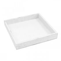 Artikel Dekorativ bakke hvid firkantet træ vintage 19×19 cm 2 stk.