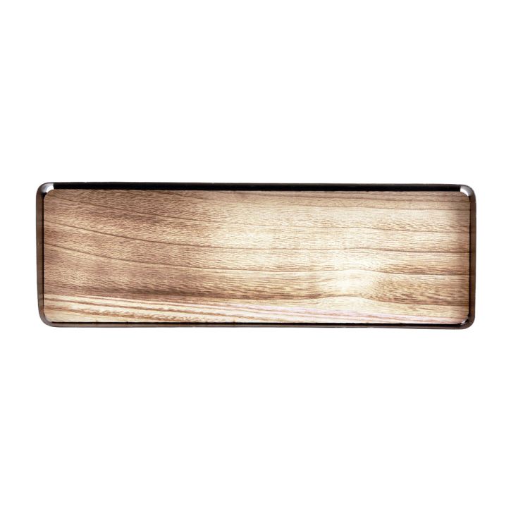 Dekorativ bakke metal træ metal bakke træbund 34,5×11×3cm