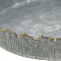 Artikel Rund metalbakke, lysplade, borddekoration sølv/gylden Ø15cm H2cm