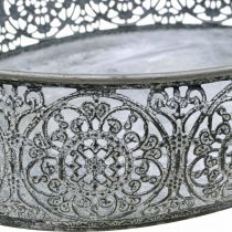 Dekorativ skål metal ovalt mønster grå 25,5/29/34,5 cm sæt med 3