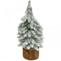 Dekorativt juletræ, vinterdekoration, grantræ med sne H19cm