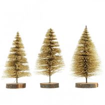Artikel Minigrantræer borddekoration guld julepynt H7cm 6stk