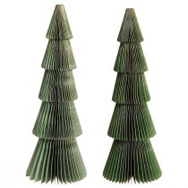 Artikel Juletræ honeycomb papir julegrøn guld H30cm 2 stk