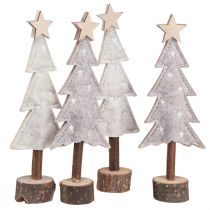 Artikel Juletræ lavet af filtdekoration med stjernecreme beige 18cm 4 stk