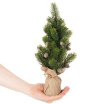 Artikel Kunstigt juletræ i jutesæk, lille borddekoration, mini juletræ, 38 cm