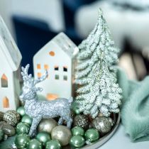 Grantræ med sne, juledekoration, dekorativ gran H14cm