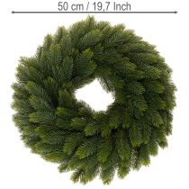 Artikel Kunstig grangrenkrans, grøn, rund, 50 cm