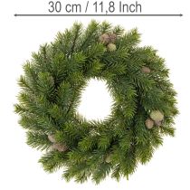 Artikel Kunstig grangrenkrans med kogler til dør eller bord, 30 cm