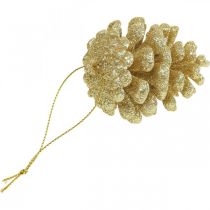 Juletræspynt deco kogler glitter guld H7cm 6stk