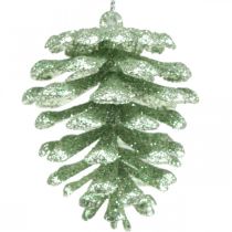 Juletræspynt deco kogler glitter mynte H7cm 6stk