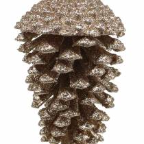 Artikel Fyrrekogler guld, glitter 13cm 4 stk juletræspynt