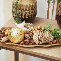 Artikel Fyrrekogler guld, glitter 13cm 4 stk juletræspynt