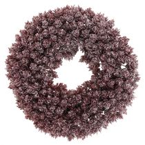 Fyrkronekrans med frostet Ø25cm bordeaux