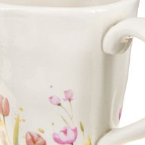 Artikel Keramisk urtepotte med blomstermotiv til nostalgisk forårsdekoration, planteelskere, 10,5 cm
