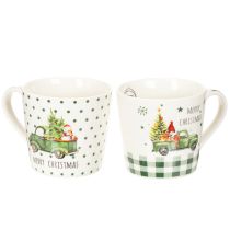Artikel Kaffekrus Glædelig jul Julebilmotiv Keramikkrus 10 cm 2 stk.