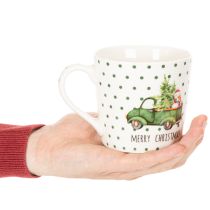 Artikel Kaffekrus Glædelig jul Julebilmotiv Keramikkrus 10 cm 2 stk.