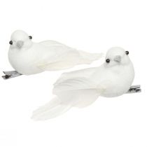 Artikel Duepar med klip bryllup dekoration dekorative duer 10cm 2 stk