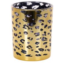 Artikel Glasfyrfadsstage med leopardprint til borddekoration, 12 cm