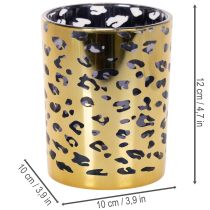 Artikel Glasfyrfadsstage med leopardprint til borddekoration, 12 cm