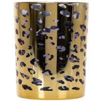 Artikel Glasfyrfadsstage med leopardprint til borddekoration, 12 cm