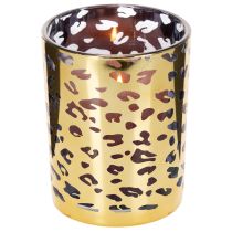 Artikel Glasfyrfadsstage med leopardprint til borddekoration, 12 cm