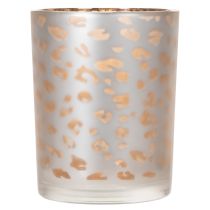Artikel Glas fyrfadsstage med leopardprint, 12 cm