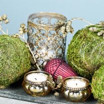 Artikel Fyrfadsglas champagne antik guld med metalkant Ø6cm H3,5cm