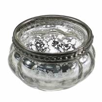 Artikel Fyrfadsglas antik sølv med metalfælg Ø6cm H3,5cm