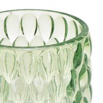 Artikel Fyrfadsglas grøn lanterne tonet glas Ø9,5cm H9cm 2stk