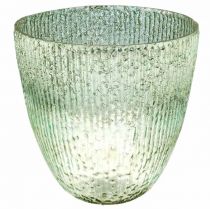 Lysglas lanterne blågrøn borddekorationsglas Ø21cm H21.5cm