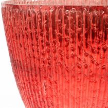 Stearinlys glas lanterne rød glas deco vase Ø21cm H21.5cm