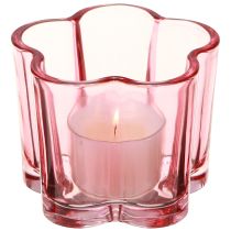 Artikel Fyrfadsstage blomst fyrfadslys glas pink Ø7,5cm H6cm 6stk