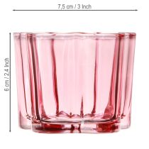 Artikel Fyrfadsstage blomster fyrfadsstage glas lyserød Ø7,5 cm H6 cm 6 stk.