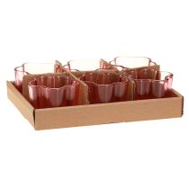 Artikel Fyrfadsstage blomster fyrfadsstage glas lyserød Ø7,5 cm H6 cm 6 stk.